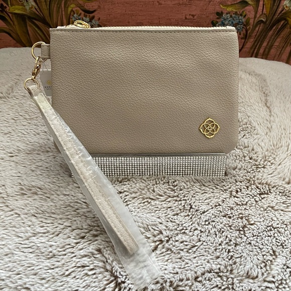 Kendra Scott Taupe Vegan Leather Travel Pouch Wristlet - Picture 2 of 8